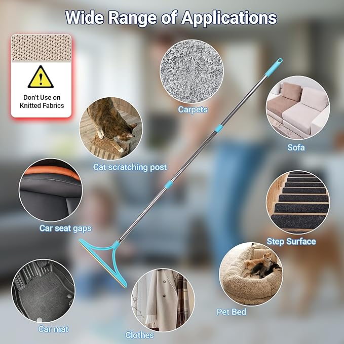 3 in 1 Carpet Rake for Pet Hair Removal 55" Long for Pet Hair,Cat Hair Remover with 3 Modes Adjustable Handle,Reusable Pet Hair Remover Deep Hair Cleaner Remover Tool for Rugs, Mats, Couch, Furniture