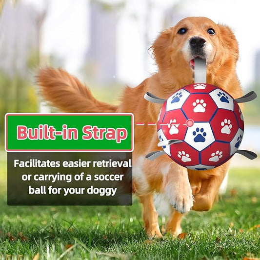 Diman Premium Large Dog Toys Dog Soccer Ball with Straps Dog Balls for Indoor Outdoor Gift for Birthday for Extra Large Dog Interactive Dog Toys Water Toy(9 Inch)