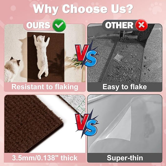 23.6x15.8 Couch Wall Corner Protection for Indoor Cats,Anti Scratch Furniture Protector from Cats Scratching,Trimmable Climbing Cat Scratcher Pad Play Mat Easy Use for Cat Board/Door/Carpet