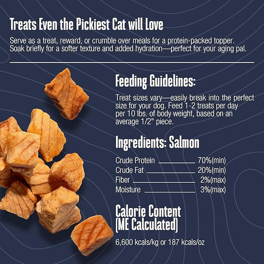 Whole Life Cat Just One Salmon Freeze Dried Cat Treats - Human Grade High Protein Food, Healthy Training Snacks, Freeze Dried Salmon Food Toppers, USA Made Natural Treats - 7.5 oz (Pack of 1)