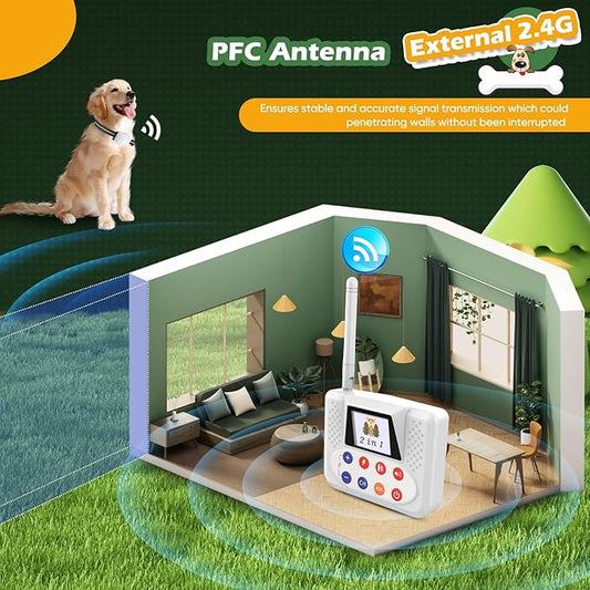 Wireless Dog Fence, 2025 Electric Fence for Dog & Training Collar with Big LCD Screen, Portable Pet Wireless Fence with 2.4GPFC Antenna, Waterproof & Adjustable Dog Perimeter Collar (for 1 Dog)