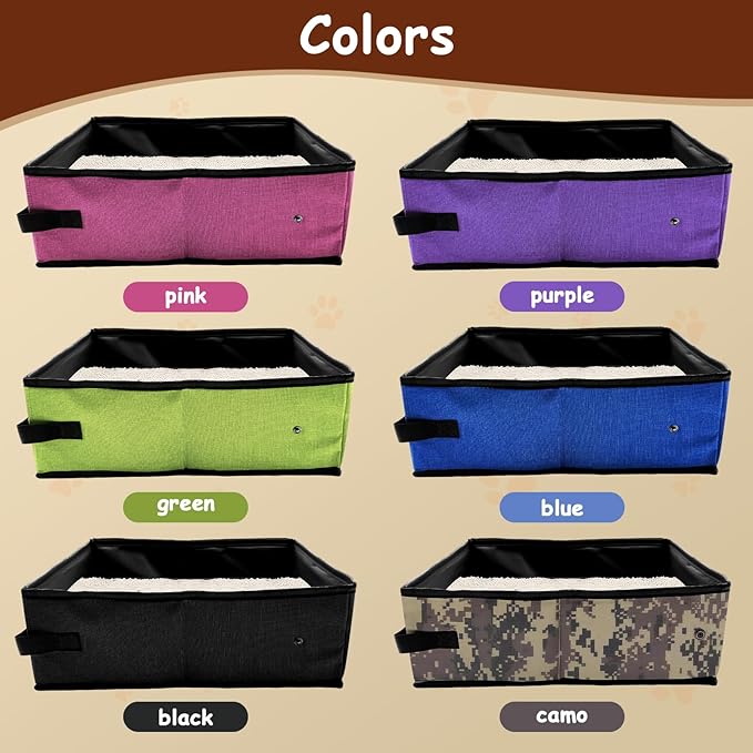 Foldable Travel Litter Box for Cats, Waterproof Portable Cat Travel Litter Box Folding, 15.75 * 11.82 * 3.94 Inches, Traveling & Camping Cat Supplies - Blue