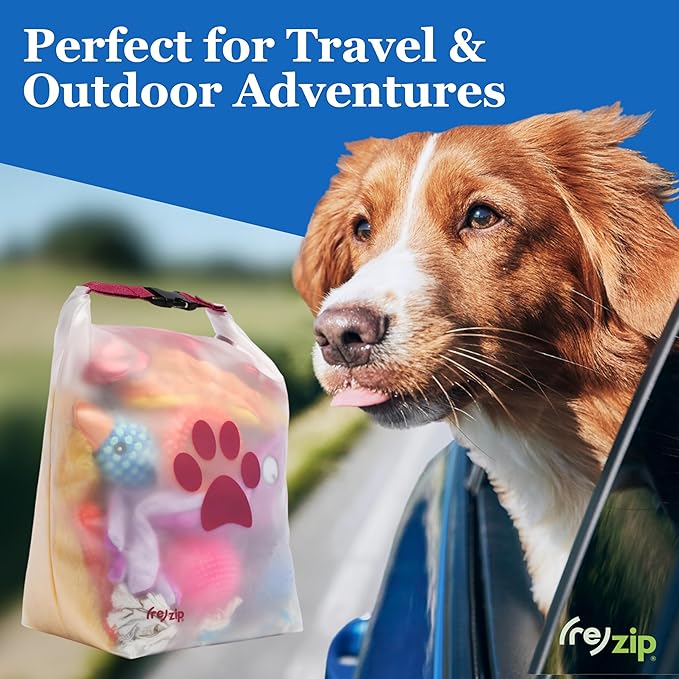 (re)zip Large Roll Top Pet Food Storage Bag 40-Cup, BPA-Free, Food-Grade, Pet-Safe, Freshness Seal for Camping, Travel & Daily Use, Machine Washable, Magenta