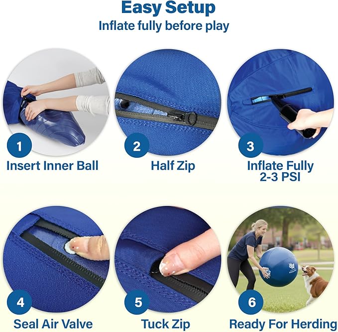 Race&Herd 30" Original XXL Herding Ball for Dogs - Giant Herding Dog Ball Australian Shepherds, Herding Toys, Dog Training Toy for Large Breeds, Dog Toy for Outdoor Play (for Large Dogs/Horses, Blue)