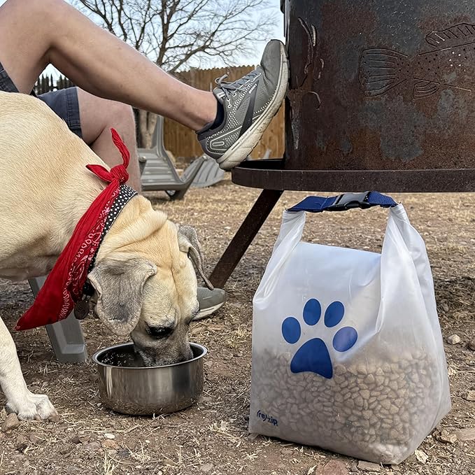 (re)zip Large Roll Top Pet Food Storage Bag 40-Cup, BPA-Free, Food-Grade, Pet-Safe, Freshness Seal for Camping, Travel & Daily Use, Machine Washable, Cobalt Blue