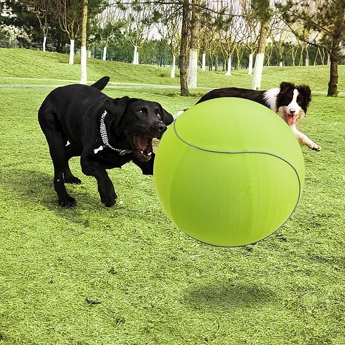 25" Herding Ball for Dogs & Horses with Green Nylon Cover, for Australian Shepherd Training Toy, for Medium & Large Pets Outdoor Play & Exercise