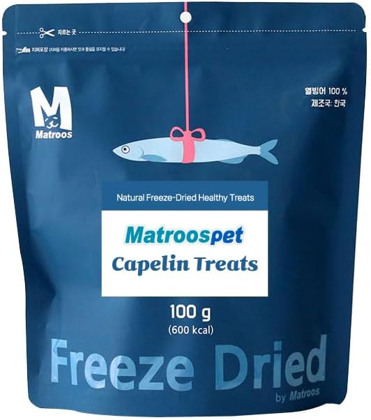 M MATROOS Freeze Dried Raw 100% Natural Single Ingredient Capelin Dog and Cat Treats, 3.53 oz | Healthy Weight Control Traning | Wild Caught, High Protein, Gluten Free, Grain Free