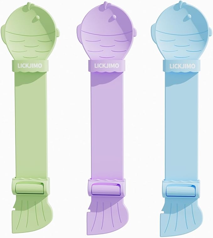 LICKJIMO-3PC Cat Treat Spoon Squeeze with Roller Squeezer,Cat Treat Feeder Spoon for Lickable Churu Cat Treats,Cat Spoon for Licky Treats,No Leftover,Zero Waste(3 Color)