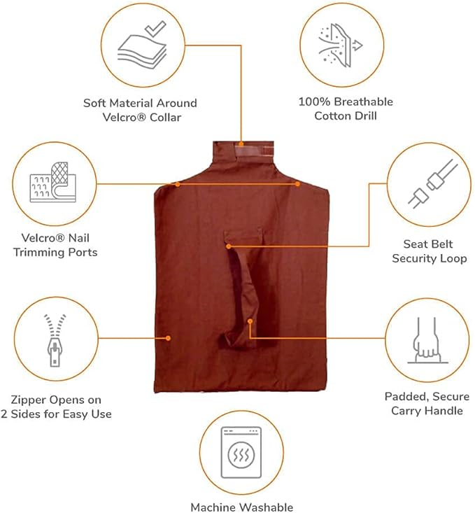 Cat-in-the-Bag Cozy Comfort Carrier - Large Caramel Cat Carrier Soft and Pet Carrier for Medication Administration, Nail Clipping, Travel, Vet Visits, and Dental Care