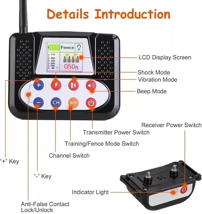 Wireless Dog Fence, Electric Pet Containment System for Stubborn Dogs with Remote, Adjustable Control Range, Waterproof Training Collar Receiver, Vibration & Shock, Suitable for All Dogs,for3dogs