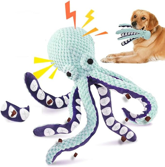 2-Pack Stuffing Free Octopus Dog Toy – Squeaky Octopus Dog Toys for Small, Medium & Large Breeds – Durable Crinkle Plush Chew Toy with Squeaker for Puppy Teething & Training