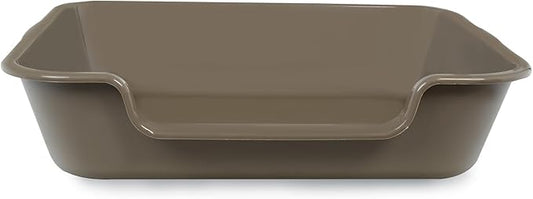 1 Pack of Extra Large Cat Litter Box (ABS Material), Low Entry Senior Litter Pen for Geriatric Kitty Big Cats, Jumbo Pet Safe Litter Boxes for Indoor Pets Potty (Light Brown, 24" L x 20" W)