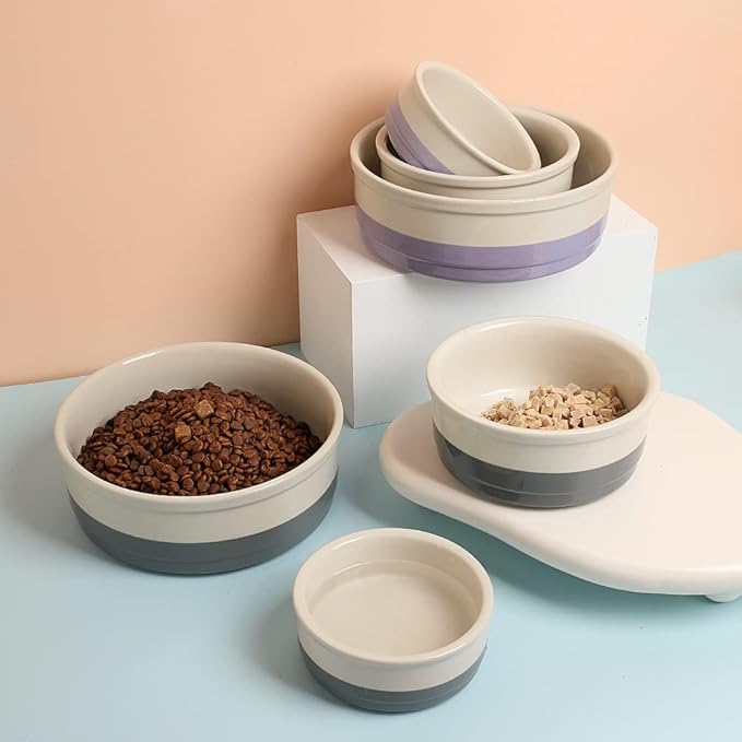 Sweejar Ceramic Dog Bowls, Dog Food Dish for Small Dogs and Cat, Heavy Duty Porcelain Pet Bowl for Canned Food and Water 17 Fl Oz （Fog Blue）