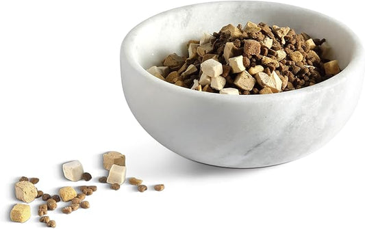 White Dog Bowl, Marble Dog Food Bowl, Non-Slip Stone Dogs Water Bowl Large, Non-Tipping Heavy Duty Pet Bowl for Large Dogs, African Natural Marble, Holds 4.6Cups(7.5lbs)