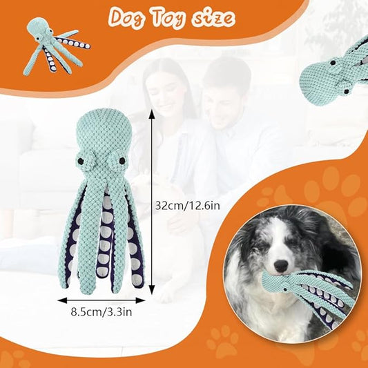 2-Pack Stuffing Free Octopus Dog Toy – Squeaky Octopus Dog Toys for Small, Medium & Large Breeds – Durable Crinkle Plush Chew Toy with Squeaker for Puppy Teething & Training