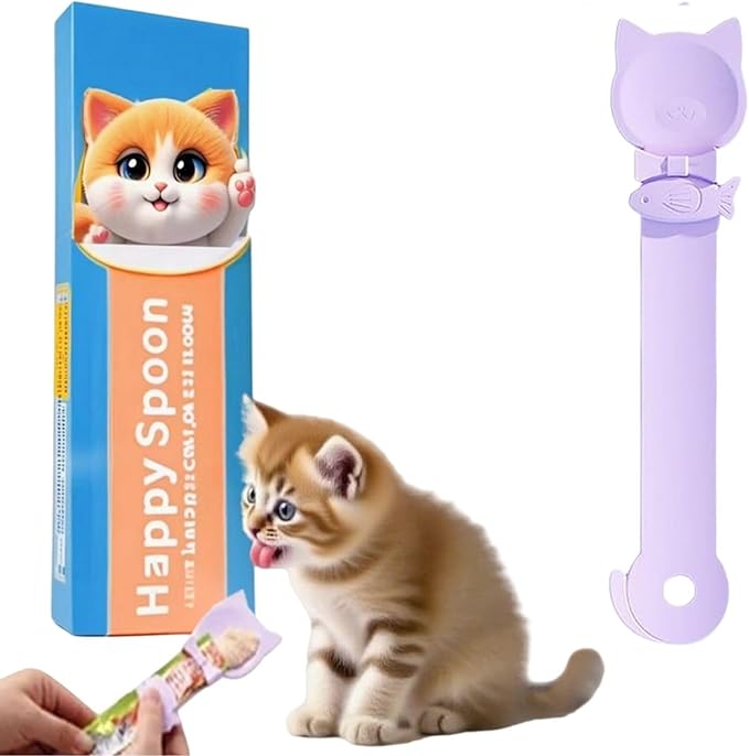 LICKJIMO-1PC Cat Treat Dispenser,Multi Function Spoon for Churu Lickable Cat Treats,Cat Treat Spoon for Lickable Cat Treats Squeeze up,Food Dispenser Cat Feeder,Cat Food Spoon Big Size(1 Color)