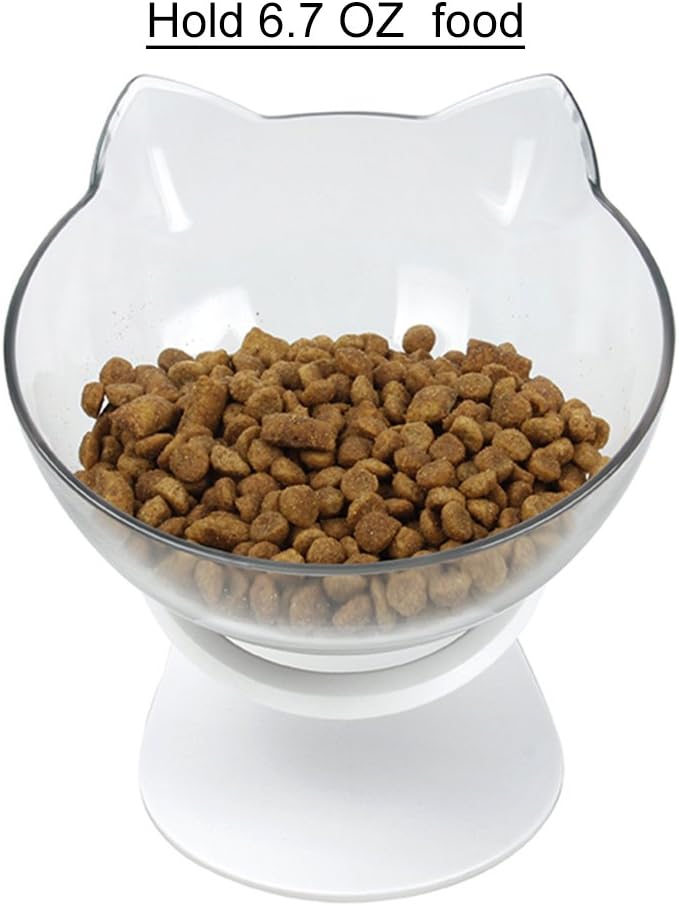 Tilted Raised Posture Cat Food Bowl Neck Protection Anti Vomiting 15 Degree Elevated Slanted Stand Pet Bowls for Cats and Small Dogs (Single)