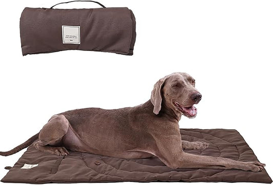 Dog Travel Mat | Camping Bed for Dogs | 37.4"x25.6" Waterproof Outdoor Dog Mat | Portable Place Mat for Dogs with Handle | Machine Washable | Easy Clean for Outdoor Adventures (Brown)