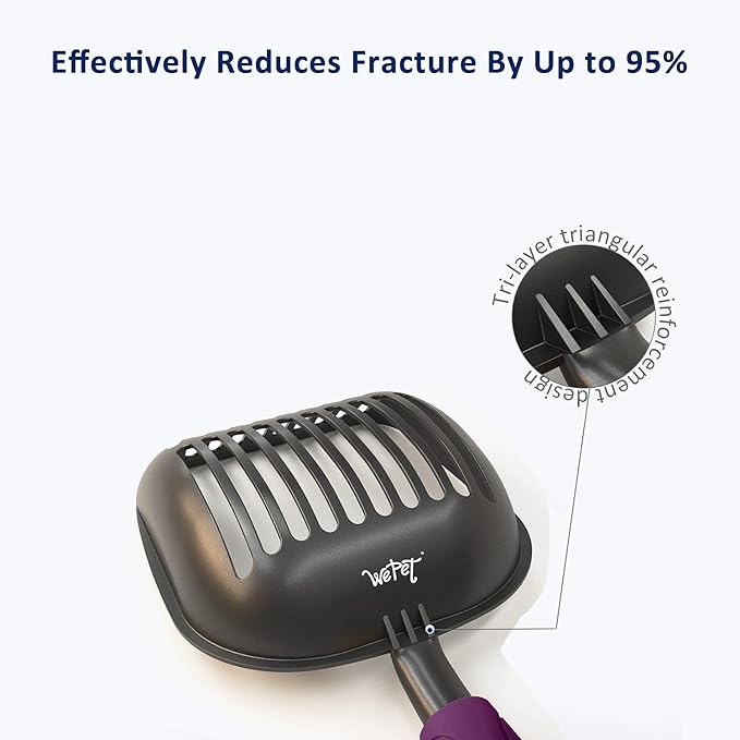 WePet Cat Litter Scoop, Non-Stick Plated Aluminum Alloy Sifter, Kitty Durable Metal Scooper, Deep Shovel, Long Handle, Kitten Pooper Lifter, Size Large, Coated Black Body with Violet Handle