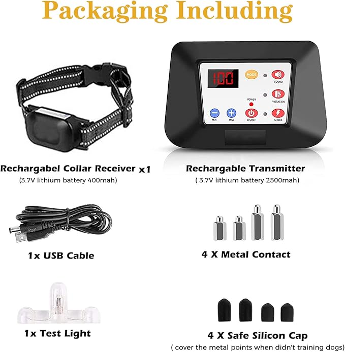 Wireless Dog Fence,Pet Containment System,Electric Dog Training Collar with Remote Dog Boundary System,Reflective Stripe,Waterproof,Adjustable Range,Harmless,for 1 2 3 Dogs,for1dog