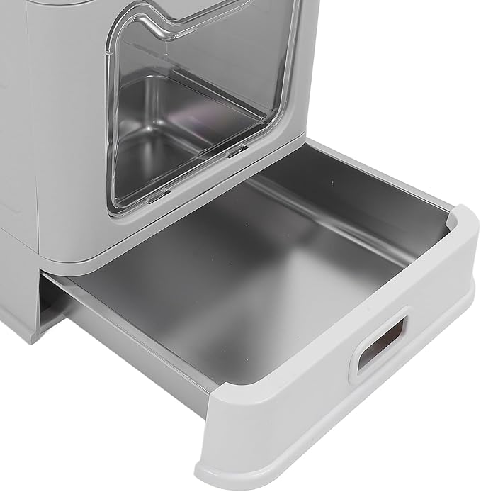 , Stainless Steel Enclosed Cat Toilet Folding Odor Control Simply Pull Out for Pet Shop (#1) (#2)