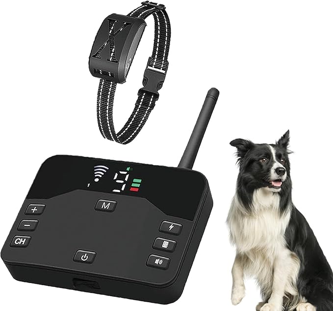 Wireless Dog Fence Dog Training Collar 2 in 1, Electric Pets Boundary Containment System, Adjustable Range Control, Waterproof Receiver, Vibration & Shock, Suitable for All Stubborn Dogs,for1dog