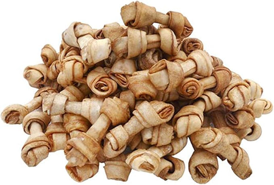 MON2SUN Dog Rawhide Knot Bones Small Rawhide Bones Mini Chews Chicken Flavour 2.5 Inch 60 Count for Puppy and Small Dogs