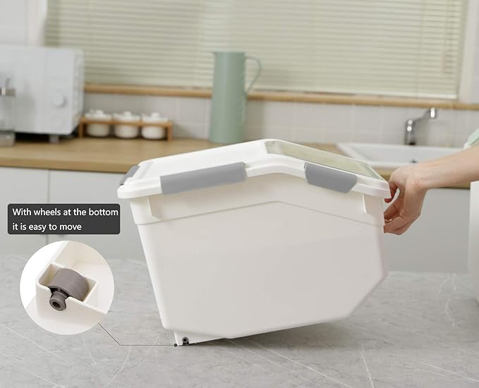 LISM 2 Pack Dog Food Storage Container with Scoop,Large Airtight Pet Dog Food Bin,Container for Dog Treats Rice,Dog Cat Dry Food Bin,Baking Supplies,Flour,Rice,Kitchen Pantry Cereal(25 LB)