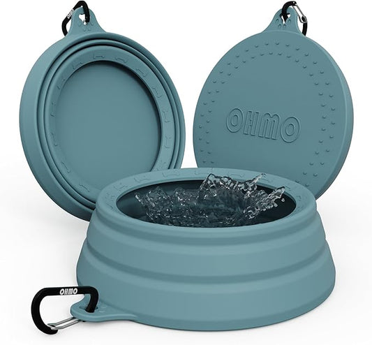 OHMO Spill Proof Collapsible Dog Water Bowl Large 34oz for Cars, No Splash Portable Bowls for Dog Travel, Pet Essentials for Road Trips, Cat Travel Accessories