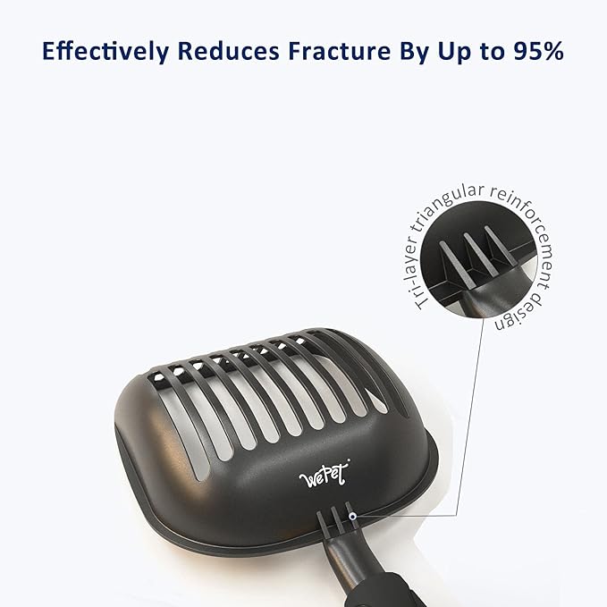 WePet Cat Litter Scoop, Non-Stick Plated Aluminum Alloy Sifter, Kitty Durable Metal Scooper, Deep Shovel, Long Handle, Kitten Pooper Lifter, Size Large, Coated Black Body with Black Handle