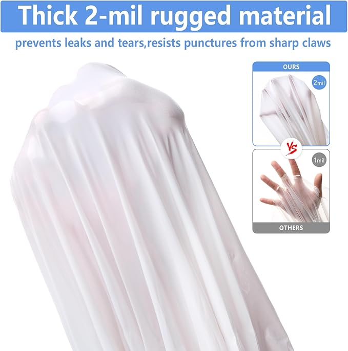 50 Count Cat Litter Liners Large 37x19" Jumbo Drawstring Litter Bags Extra-Thick Cat Litter Box Liners Heavy Duty Kitty Pan Liners for Easy Cleanup