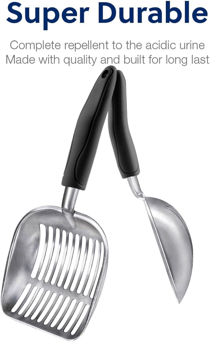 WePet Cat Litter Scoop, Aluminum Alloy Sifter, Kitty Metal Scooper, Deep Shovel, Long Handle, Poop Sifting, Kitten Pooper Lifter, Durable, Heavy Duty, for Litter Box