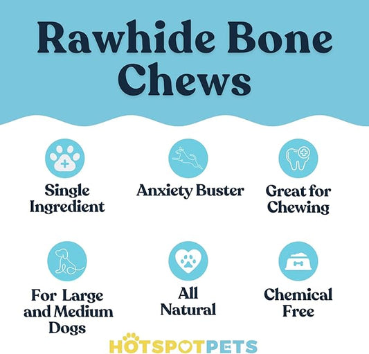 hotspot pets 8-9 Inch Large Rawhide Dog Chew Rolls (20 Pack) - Made from Grass Fed Cows - Great for Dental & Oral Care for Aggressive Chewers Large Dogs, Single Ingredient Treat