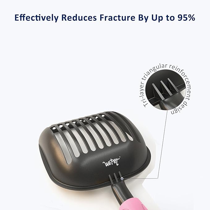 WePet Cat Litter Scoop, Non-Stick Plated Aluminum Alloy Sifter, Kitty Durable Metal Scooper, Deep Shovel, Long Handle, Kitten Pooper Lifter, Size Large, Coated Black Body with Pink Handle