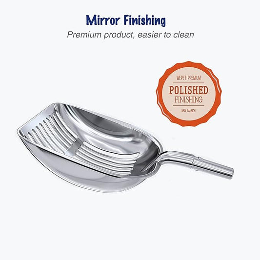 WePet Cat Litter Scoop, Aluminum Alloy Sifter, Kitty Metal Scooper, Deep Shovel, Long Handle, Poop Sifting, Kitten Pooper Lifter, Durable, Heavy Duty, for Litter Box