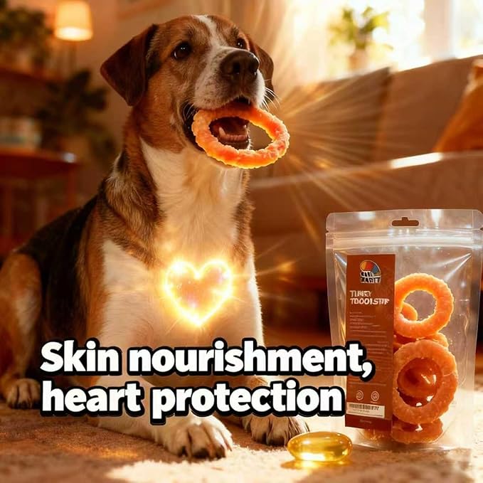 TailParty Turkey Tendons for Dogs with Fish Oil & Taurine: 8 oz Dog Healthy Treats, All Natural Dental Chew Rings, Long-Lasting Training-Reward Snacks for Health-Conscious Pet Owners