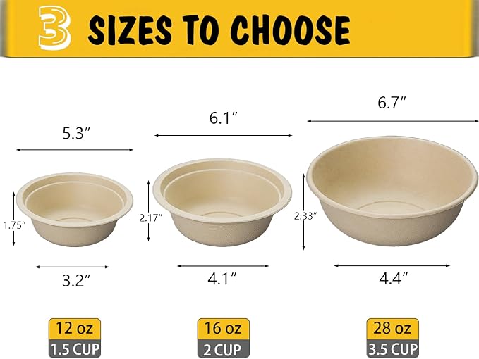 JETKONG 16 oz/2 Cup Disposable Dog Bowls 50pk, 100% Compostable Pets Feeding Bowls Paper Dog Travel Bowls Great for Dry and Wet Dog Food or Water (Natural, Pack of 50)