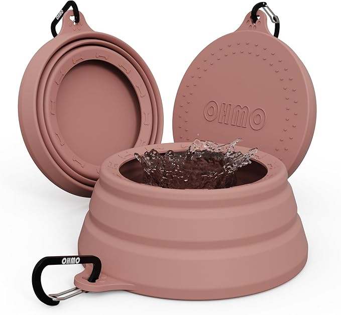 OHMO Spill Proof Collapsible Dog Water Bowl 24oz for Cars, No Splash Portable Bowls for Dog Travel, Pet Essentials for Road Trips, Cat Travel Accessories