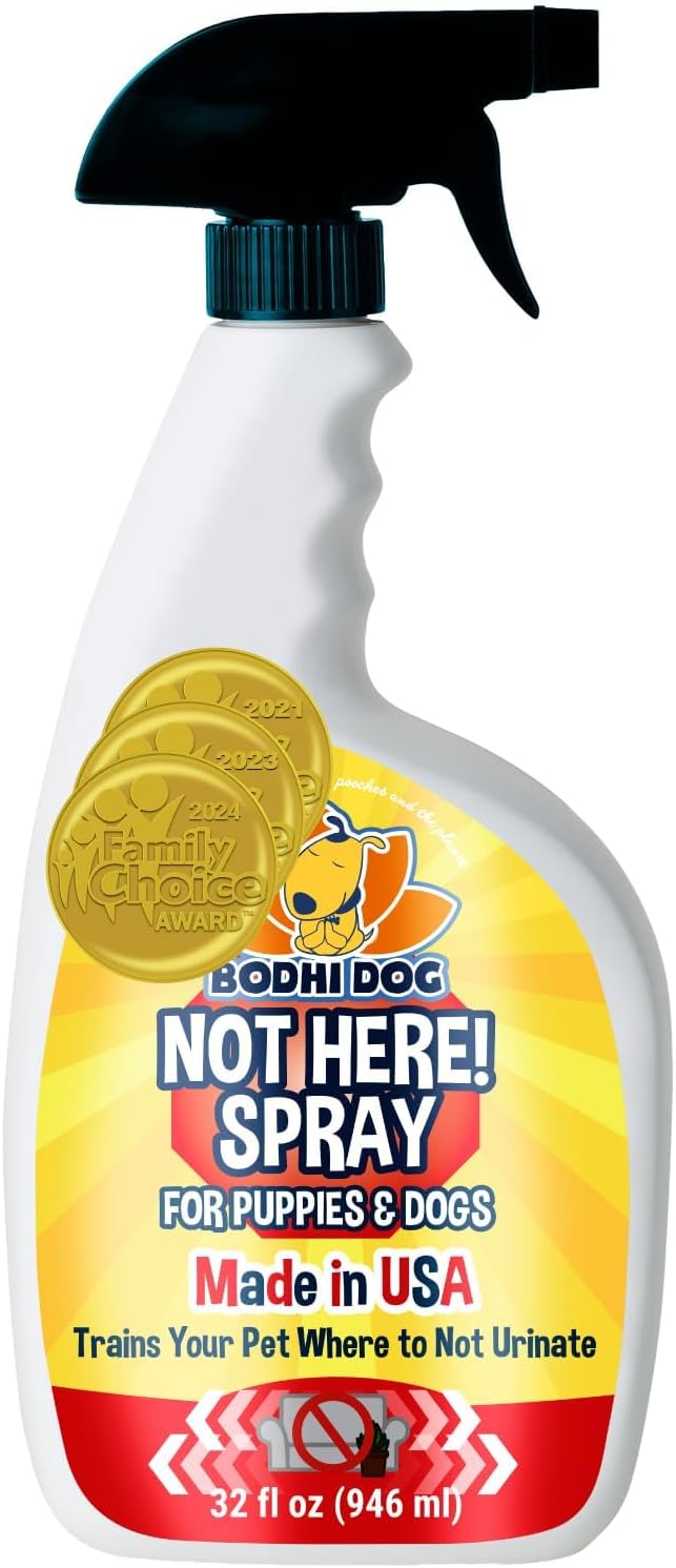 Bodhi Dog Not Here! Spray - Trains Your Pet Where Not to Pee Indoors or Outdoors - Anti Marking Deterrent for Furniture, Carpet & Floor - Training Corrector for Puppies & Dogs - Made in USA (32 Fl Oz)