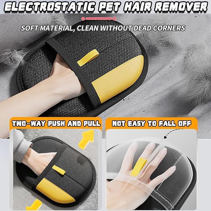 (5PCS) Pet Hair Removal Glove for Dogs & Cats, Newly Upgraded Reusable Electrostatic Pet Hair Gloves, Pet Hair Remover Tool for Clothing, Couch, Carpet, Car Seat