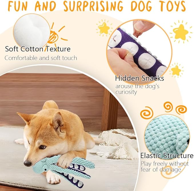 2-Pack Stuffing Free Octopus Dog Toy – Squeaky Octopus Dog Toys for Small, Medium & Large Breeds – Durable Crinkle Plush Chew Toy with Squeaker for Puppy Teething & Training