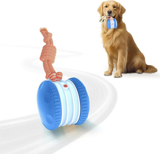 PJC Interactive Dog Toy – Automatic Electric Rolling Ball with Rope, Motion-Activated Play, Random Movement, Rechargeable, Ideal for Boredom Relief for All Dog Sizes
