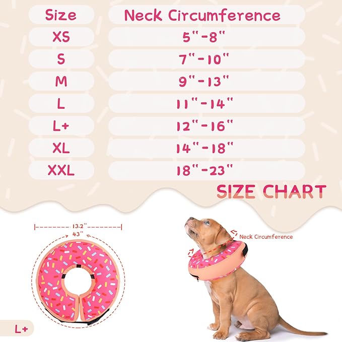 Supet Inflatable Dog Cone Collar Alternative After Surgery, Pet Neck Donut Collar Recovery E Collar for Neuter, Soft Dog Cone for Small Medium Large Dogs