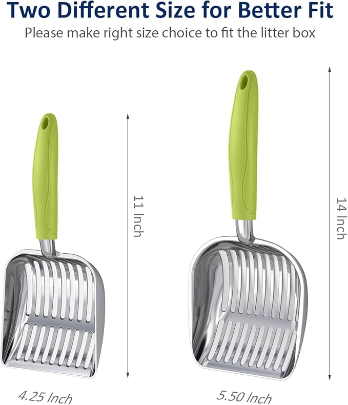 WePet Cat Litter Scoop, Aluminum Alloy Sifter, Kitty Metal Scooper, Deep Shovel, Long Handle, Poop Sifting, Kitten Pooper Lifter, Durable, Heavy Duty, for Litter Box