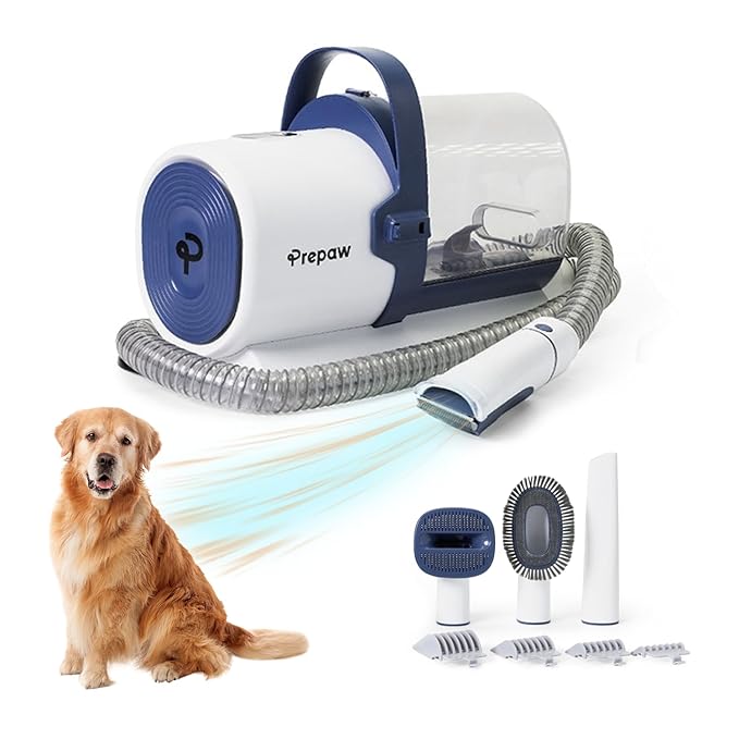 4-in-1 Pet Grooming Kit with Vacuum for Dog Shedding, 11000Pa Suction Power, Whisper Quiet, USA Design, Multi-Filtration System, 2.5L Trash Can, Auto-Protection, Low Noise, Home Grooming