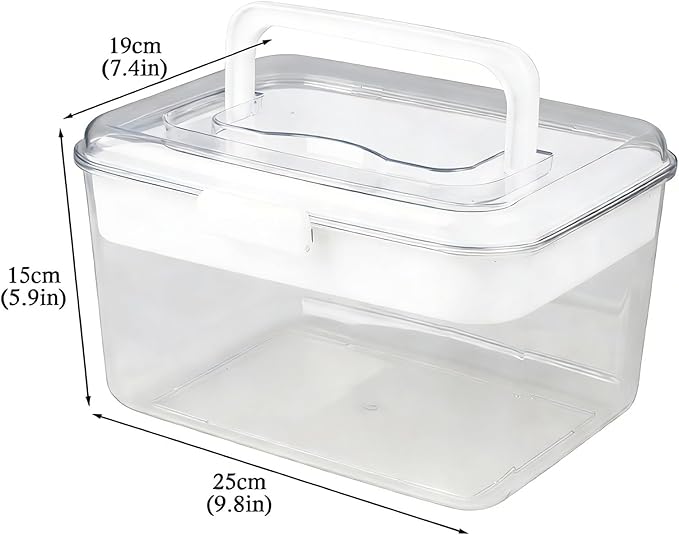 2 Layers Dog First Aid Kit Box,Large First Aid Kit Bin,Medic Box for Dog Cat,Empty First Aid Box,Medicine Organizer with Built in Handle,Family or Dog Travel Camping Emergency Tool Set-White