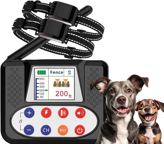 Wireless Dog Fence for 2 Dogs,Electric Fence with Remote Training collar, Portable Dog Containment System With Accurate Signal, Waterproof 100% Safe and Suitable for Medium Large Dog (2 Dog Fence)