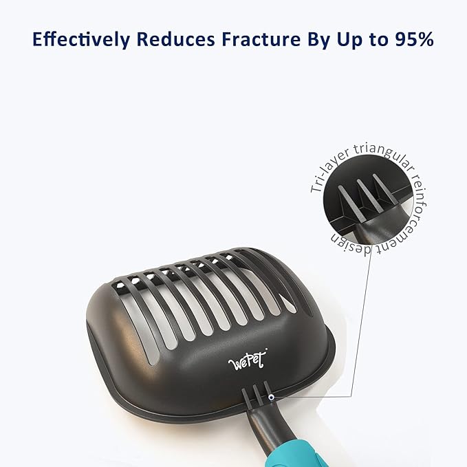 WePet Cat Litter Scoop, Non-Stick Plated Aluminum Alloy Sifter, Kitty Durable Metal Scooper, Deep Shovel, Long Handle, Kitten Pooper Lifter, Size Large, Coated Black Body with Turkish Blue Handle