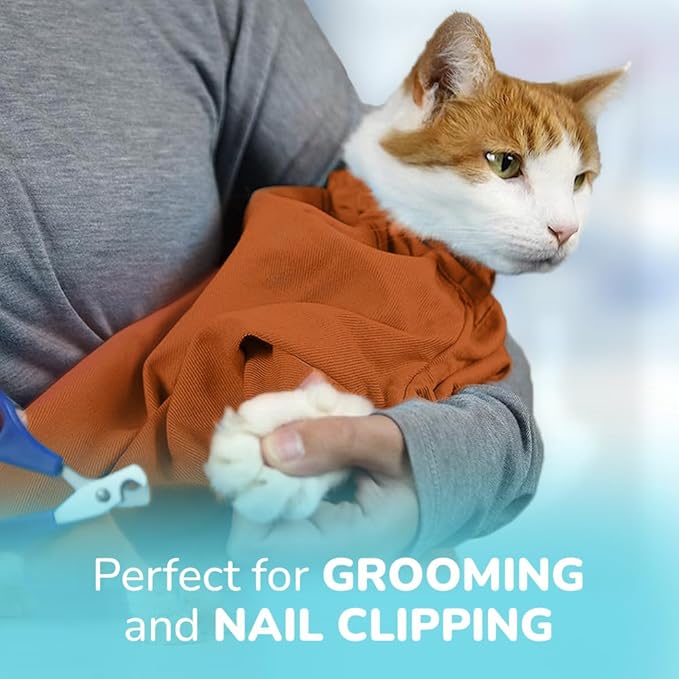 Cat-in-the-Bag Cozy Comfort Carrier - Large Caramel Cat Carrier Soft and Pet Carrier for Medication Administration, Nail Clipping, Travel, Vet Visits, and Dental Care