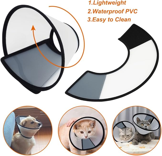 Vivifying Cat Cone, Adjustable Recovery Pet Cone, Lightweight Plastic Elizabethan Collar for Large Cats and Small Size Dogs